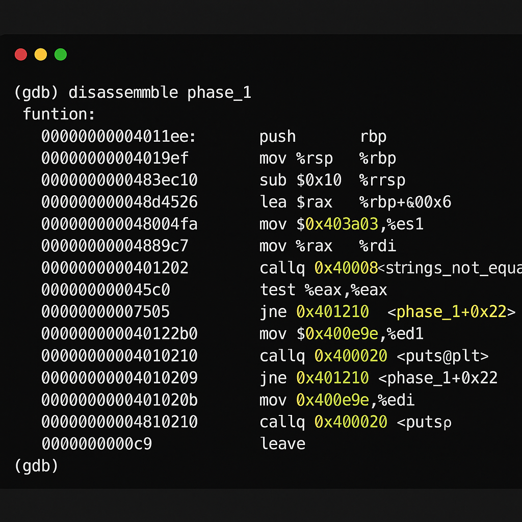 GDB Debugger Screenshot